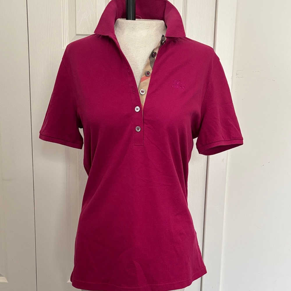 NWOT BURBERRY BRIT  Fuchsia Button Down Polo Shirt,Size:L